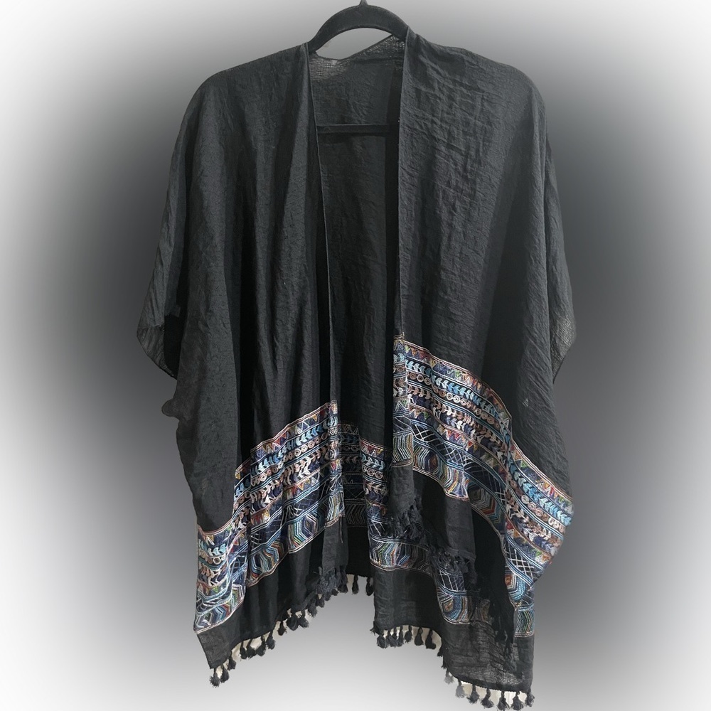 Black Kimono With Bright Color Design. Never Worn. One Size Fits All.